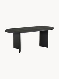 Mesa de comedor ovalada de madera Toni, 200 x 90 cm, Tablero de fibras de densidad media (MDF) chapado en madera de roble pintado, Madera de roble pintada en negro, An 200 x F 90 cm