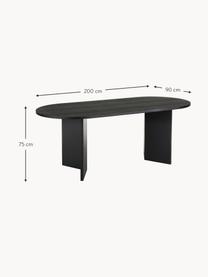 Oválny drevený jedálenský stôl Toni, 200 x 90 cm, MDF-doska strednej hustoty s dubovou dyhou, lakovaná, Dubové drevo, čierna lakovaná, Š 200 x H 90 cm