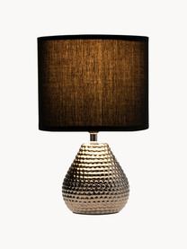 Kleine tafellamp Sip of Silver van keramiek, Lampenkap: katoenmix, Lampvoet: keramiek, Zilverkleurig, zwart, Ø 18 x H 29 cm