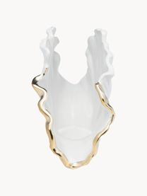 Design-Vase Ginkgo Elegance aus Keramik, H 18 cm, Keramik, glasiert, Weiss, Goldfarben, B 26 x H 18 cm