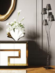 Design vaas Ginkgo Elegance van keramiek, H 18 cm, Keramiek, geglazuurd, Wit, goudkleurig, B 26 x H 18 cm