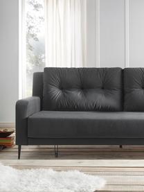 Sofa rozkładana z aksamitu Bergen (3-osobowa), Tapicerka: 100% aksamit poliestrowy, Nogi: metal lakierowany, Ciemny szary, S 222 x G 92 cm