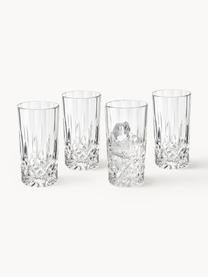 Longdrinkgläser George mit Kristallrelief, 4 Stück, Glas, Transparent, Ø 8 x H 15 cm, 380 ml