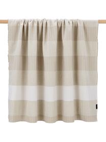 Gestreiftes Plaid Lino in Beige, Baumwolle/Leinen, 80% Baumwolle, 15% Leinen, 5% Viskose, Beige, 135 x 200 cm