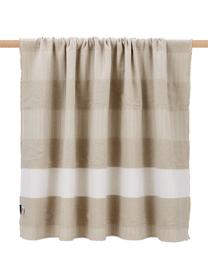 Gestreiftes Plaid Lino in Beige, Baumwolle/Leinen, 80% Baumwolle, 15% Leinen, 5% Viskose, Beige, 135 x 200 cm