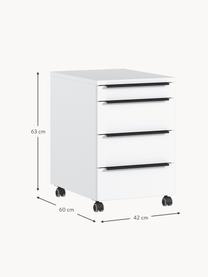 Rollcontainer Mastif, Griffe: Metall, beschichtet, Rollen: Kunststoff, Weiß, Schwarz, B 42 x H 63 cm