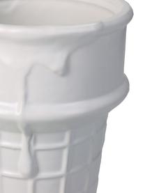 Übertopf Eiswaffel aus Steingut in Weiß, Steingut, Weiß, Ø 13 x H 19 cm