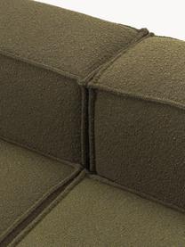 Modulares Ecksofa Lennon aus Bouclé, Bezug: Bouclé (100 % Polyester) , Gestell: Massives Kiefernholz, Spe, Füße: Kunststoff Dieses Produkt, Bouclé Olivgrün, B 238 x T 180 cm, Eckteil links