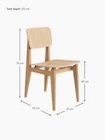 Dřevěná židle z dubového dřeva C-Chair, Dubové dřevo, Dubové dřevo, Š 41 cm, H 53 cm