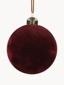 Zamatové vianočné ozdoby Velvet, 6 ks, Sklo, polyesterový zamat, Tmavočervená, Ø 8 cm