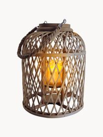 Lámpara solar LED de bambú Korab, Cesta: bambú Vela LED, Beige claro, Ø 23 x Al 29 cm