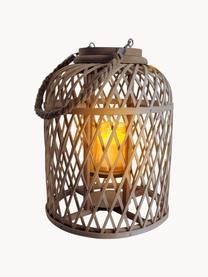 Solar LED-Kerze Korab mit Bambuskorb, Korb: Bambus, Griff: Jute, Hellbeige, Ø 23 x H 29 cm