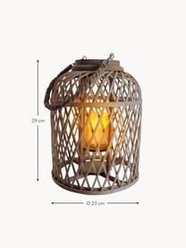 Solar-LED-Kerze Korab mit Bambuskorb, Korb: Bambus, Griff: Jute, Hellbeige, Ø 23 x H 29 cm