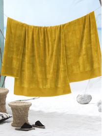 Telo mare con motivo grafico Como, Bordo: 100% velluto jacquard, Giallo, Larg. 100 x Lung. 180 cm