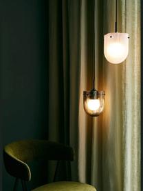 Lámpara de techo pequeña soplada artesanalmente Sena, Pantalla: vidrio, Cable: cubierto en tela, Transparente, marrón oscuro, Ø 16 x Al 26 cm
