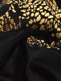 Besticktes Samt-Kissen Majestic Leopard in Schwarz/Gold, mit Inlett, 100% Samt (Polyester), Schwarz, Goldfarben, 45 x 45 cm