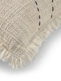 Federa arredo con superficie strutturata e frange Seila, 100% cotone, Beige, Larg. 30 x Lung. 50 cm