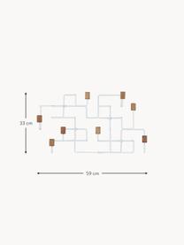 Wieszak ścienny Underground, Stelaż: stal powlekana, Drewno dębowe, biały, S 59 x W 33 cm
