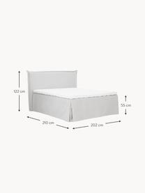 Premium Boxspringbett Violet, Matratze: 5-Zonen-Taschenfederkern, Füße: Massives Birkenholz, lack, Webstoff Hellgrau, B 140 x L 200 cm, Härtegrad H2