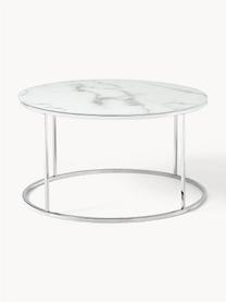 Table basse ronde look marbre Antigua, Blanc look marbre, argenté, Ø 80 cm