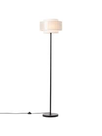 Lampadaire avec abat-jour en lin et papier Odar, Noir, beige, Ø 36 x haut. 152 cm