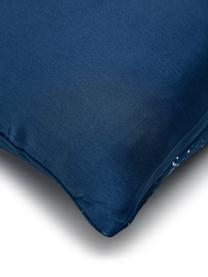 Pościel z satyny bawełnianej Yuma, Niebieski, biały, szary, we wzór, 135 x 200 cm + 1 poduszka 80 x 80 cm