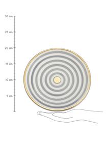 Handgemaakt Marokkaans ontbijtbord Assiette met goudkleurige rand, Keramiek, Lichtgrijs, crèmekleurig, goudkleurig, Ø 20 cm