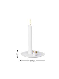 Porzellan-Kerzenhalter Angel, Porzellan, Weiß, Goldfarben, Ø 14 x H 6 cm