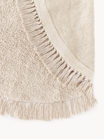 Okrúhly ručne tuftovaný bavlnený koberec so strapcami Daya, Svetlobéžová, Ø 120 cm (veľkosť S)