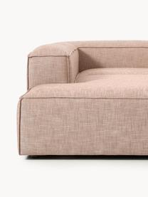 Sofa modułowa z mieszanki lnu Lennon, Tapicerka: 50% wiskoza, 25% len, 15%, Nogi: tworzywo sztuczne Ten pro, Rdzwoczerwona mieszanka lnu, S 418 x G 269 cm, prawostronna