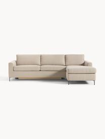 Schlafsofa Cucita (3-Sitzer) mit Matratze, Bezug: Webstoff (100% Polyester), Gestell: Massives Kiefernholz, Füße: Metall, lackiert Dieses P, Webstoff Beige, B 274 x T 164 cm, Eckteil links