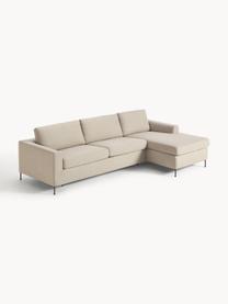 Schlafsofa Cucita (3-Sitzer) mit Matratze, Bezug: Webstoff (100% Polyester), Gestell: Massives Kiefernholz, Füße: Metall, lackiert Dieses P, Webstoff Beige, B 274 x T 164 cm, Eckteil links