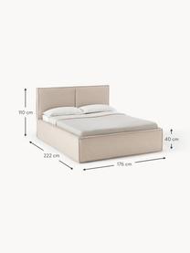 Cama tapizada Dream, Tapizado: poliéster (texturizado) A, Estructura: madera de pino maciza y m, Tejido beige, An 160 x L 200 cm