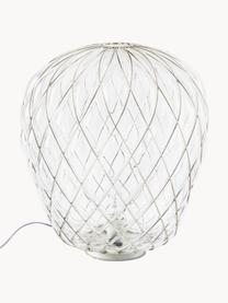 Grosse Tischlampe Pinecone, handgefertigt, Lampenschirm: Glas, Metall, galvanisier, Transparent, Silberfarben, Ø 50 x H 52 cm