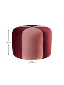 Pouf en velours enfant Barcelona, Rouge, rose, Ø 40 cm, haut. 28 cm