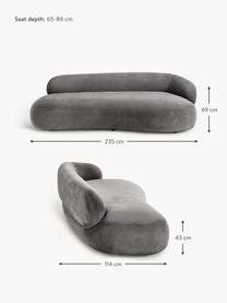 Sofa Alba (3-Sitzer), Bezug: 97% Polyester, 3% Nylon D, Gestell: Massives Fichtenholz, Bir, Füße: Kunststoff Dieses Produkt, Webstoff Taupe, B 235 x T 114 cm, Rückenlehne links