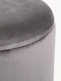 Tabouret en velours avec rangement Polina, Velours gris foncé, Ø 35 x haut. 45 cm