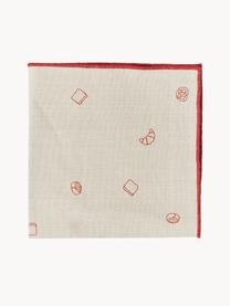 Serviette de table en tricot avec passepoil Bread, 100 % coton, Beige, rouge, larg. 45 x long. 45 cm