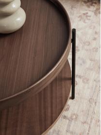 Mesa de centro redonda de madera Renee, Tablero: tablero de fibras de dens, Estructura: metal con pintura en polv, Madera de nogal, Ø 69 cm