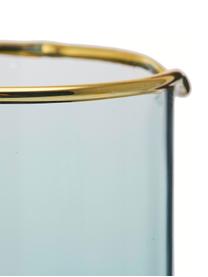 Karaf Chloe in blauw met goudkleurige rand, 1.6 L, Glas, Lichtblauw, H 25 cm