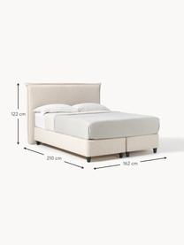 Boxspring bed Emily, Bekleding: 52% polyester, 32% viscos, Matras: 5-zones pocketvering, Poten: massief gelakt berkenhout, Geweven stof in lichtbeige tinten, B 140 x L 200 cm, hardheidsgraad H2