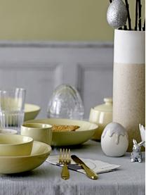 Huevo decorativo Drop, Porcelana, Gris, blanco, Ø 13 x Al 15 cm