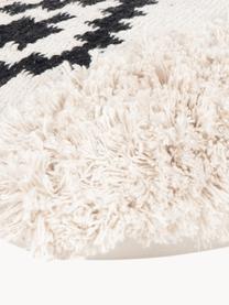 Housse de coussin Taima, 100 % coton, Blanc crème, noir, larg. 30 x long. 50 cm