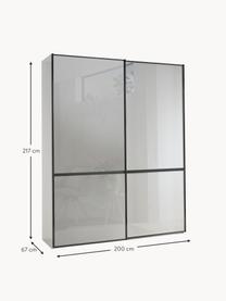 Armoire Montreal, 2 portes coulissantes, Gris clair, larg. 200 x haut. 217 cm