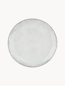 Platos llanos artesanales Nordic Sand, 4 uds., Cerámica de gres, Gris claro jaspeado, Ø 26 x Al 3 cm