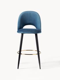 Zamatová barová stolička Rachel, Zamatová modrá, Š 48 x V 110 cm