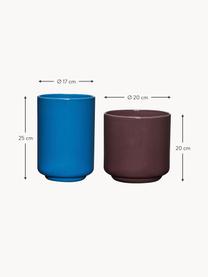 Ručne vyrobené multifunkčné nádoby Deux Pots, 2 ks, Kamenný prášok, Modrá, vínovočervená, Súprava s rôznymi veľkosťami