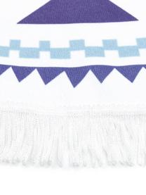 Serviette de plage rode à imprimé Hippie, Bleu foncé, bleu ciel, blanc