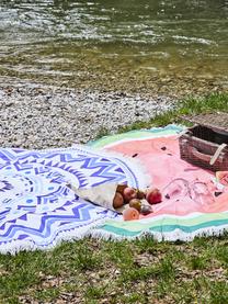 Serviette de plage rode à imprimé Hippie, Bleu foncé, bleu ciel, blanc