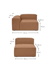 Modulares 4-Sitzer Sofa Dylan in Nougat, Bezug: 100% Polyester Der strapa, Gestell: Massives Kiefernholz, Spe, Füße: Kunststoff Die Füße befin, Braun, B 335 cm x T 113 cm